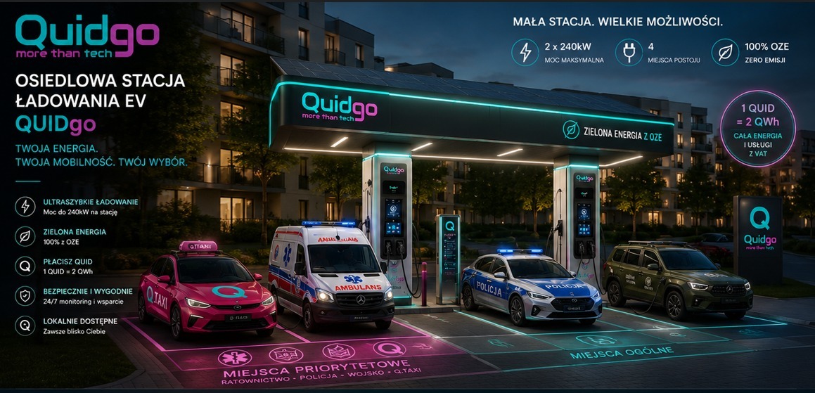 QUIDgo neighborhood station with priority bays for emergency services and Q.TAXI